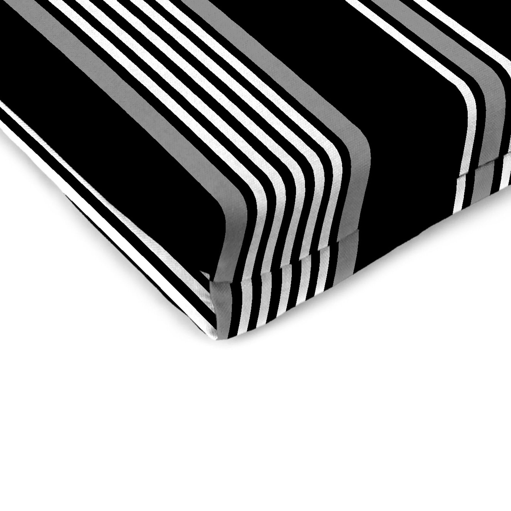 Jordan Manufacturing 18" x 19" Reeder Black Stripe Rectangular Outdoor Chair Pad Seat Cushion with Ties and Hanger Loop (2 Pack)