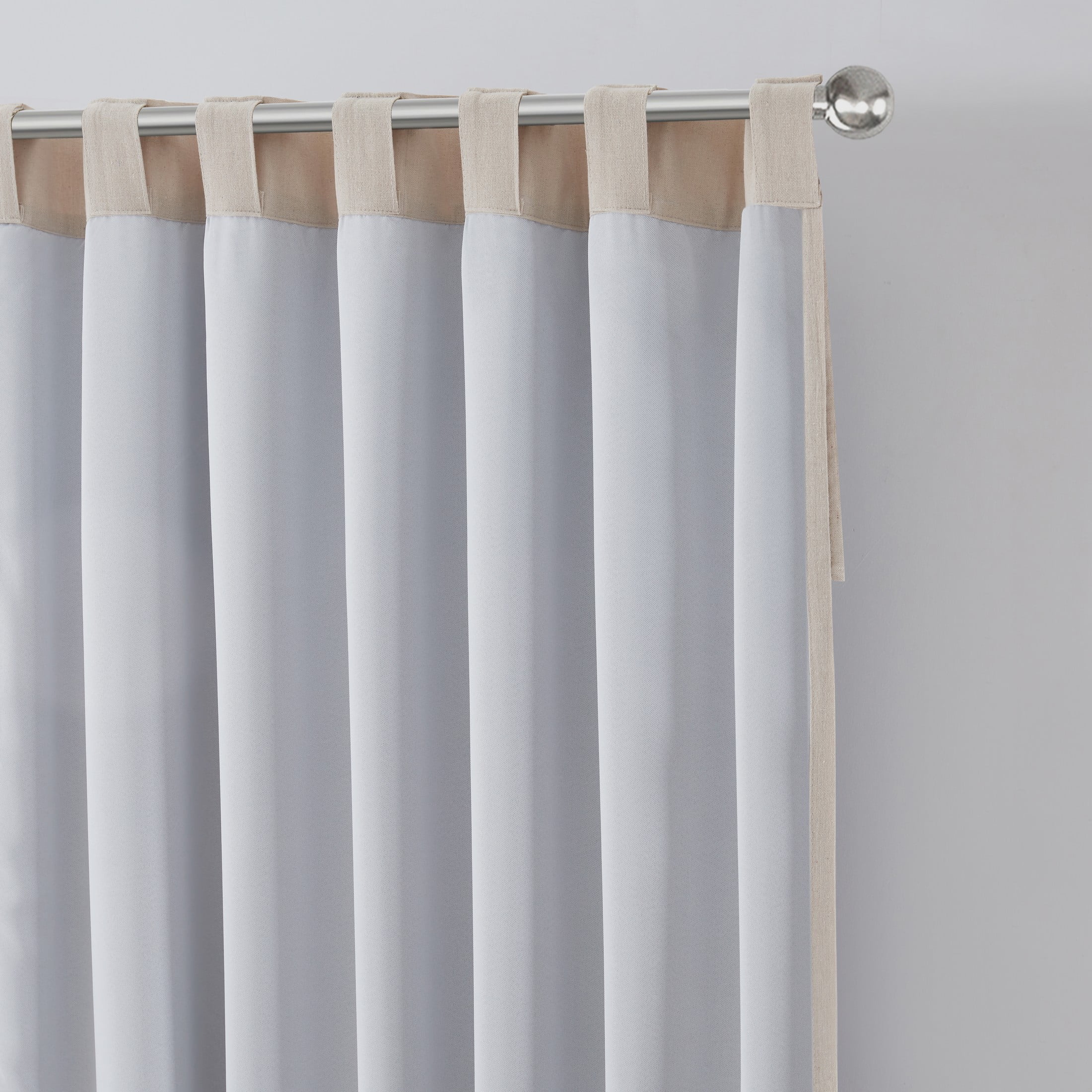 My Texas House Hayden Solid Blackout Back Tab Single Curtain Panel with Valance, Linen, 52" x 86"