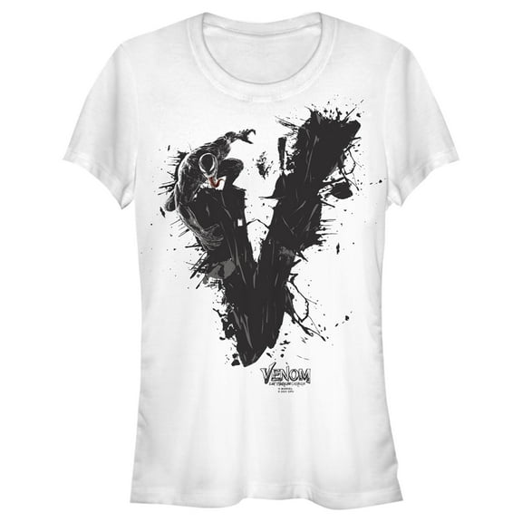 Junior's Marvel Venom: Let There be Carnage Black V Splatter Graphic Tee White Large