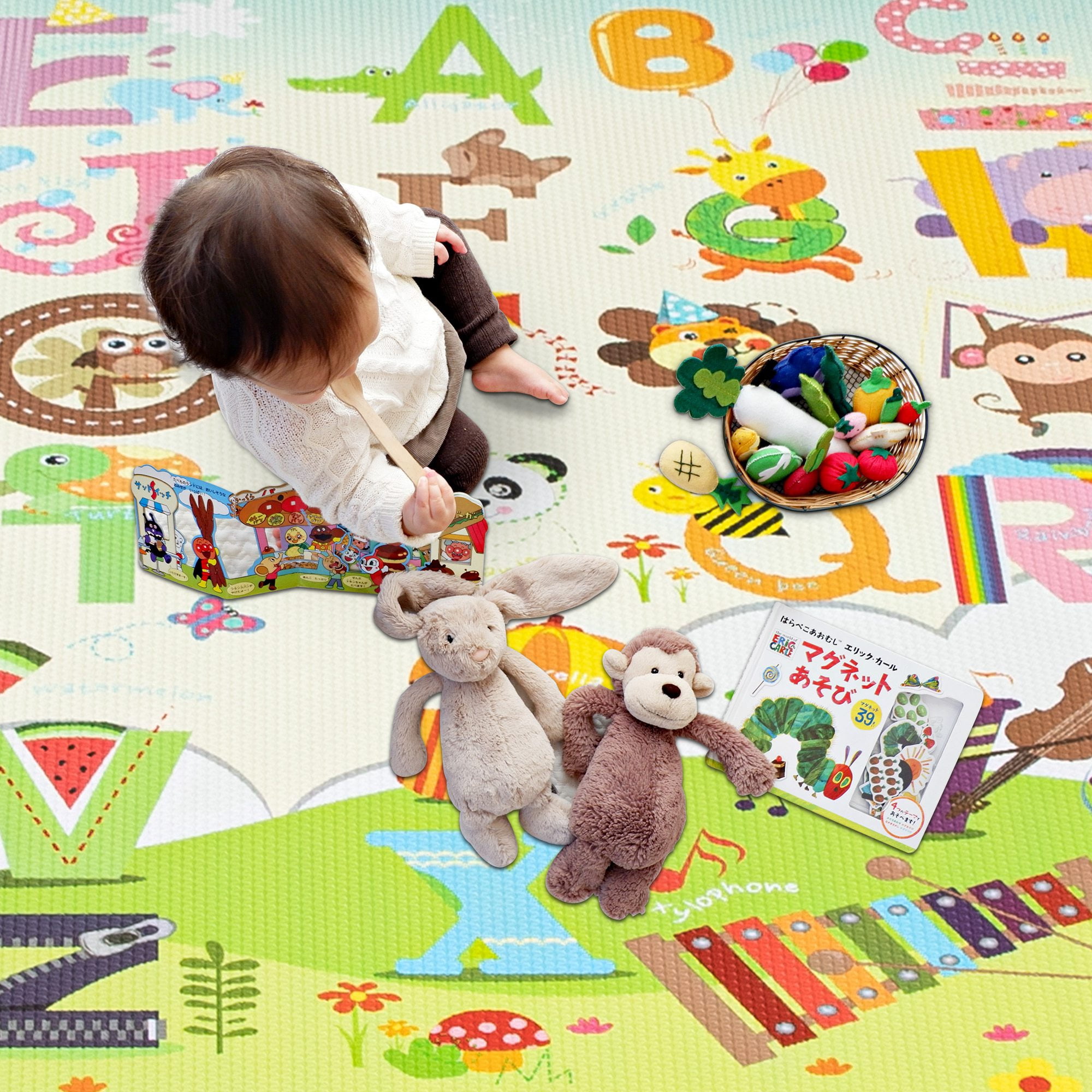 RAY STAR 55x90.5x0.39in Baby Play Mat, Reversible Foldable Crawling play mat Thickness Soft Mat
