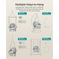 thumbnail image 3 of Hanging Chair, Hammock Chair with Large Cushion, Boho Swing Chair for Bedroom, Patio, Balcony, Garden, Holds up to 264 lb, Accessories Included, Dove Gray, 3 of 8