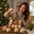 thumbnail image 6 of Dreisshy Christmas Balls Ornaments for Christmas Tree 10Pcs, Flocked Christmas Bulb Ornaments Set - Decorative Hanging Baubles, Shatterproof Christmas Decorations, Khaki, 6 of 7