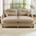 thumbnail image 3 of 74" Oversized Chenille Modular Sectional Loveseat Sofa with 2 Ottoman, High-Density Foam Cushions, Tufted Pleated Cushion Backrest, Modern 2-Seater Couch with 2 Pillow, for Living Room, Camel, 3 of 7
