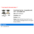 thumbnail image 2 of Front Brake Pad Set - Compatible with 2017 - 2018 BMW 330i, 2 of 2