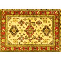 Ahgly Company Indoor Rectangle Persian Yellow Traditional Area Rugs, 5' x 7'