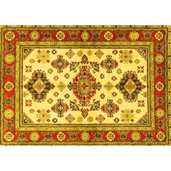 Ahgly Company Indoor Rectangle Persian Yellow Traditional Area Rugs, 5' x 7'