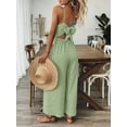 thumbnail image 5 of ZOELNIC Women's Summer Jumpsuit Spaghetti Strap Back Bow Romper, Wide Leg Vacation Outfit, Casual Resort Wear One Piece for Beach & Travel, M, 5 of 7
