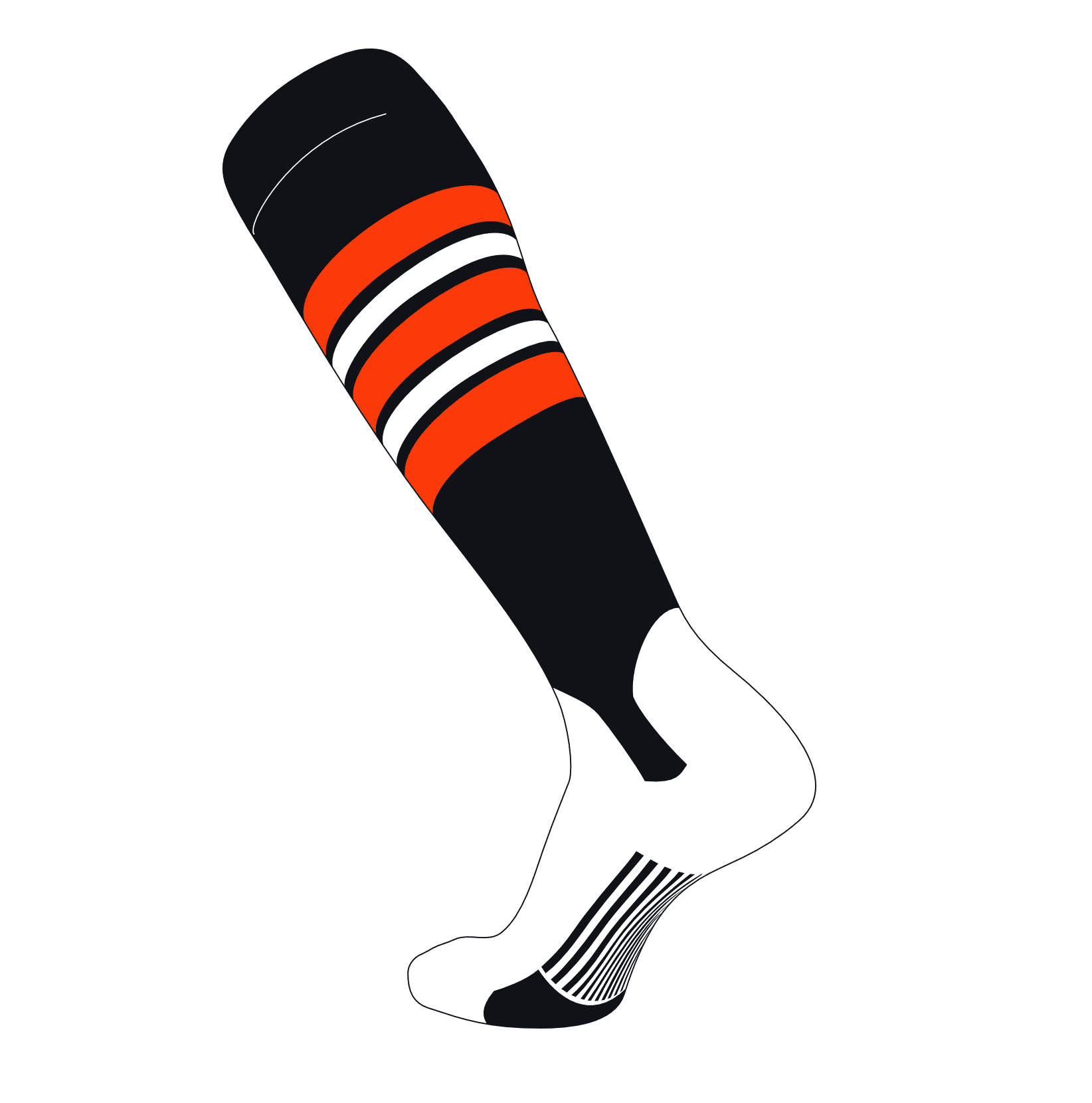 Orange White TCK Elite Baseball Knee High Stirrup Socks Black F, 5in 