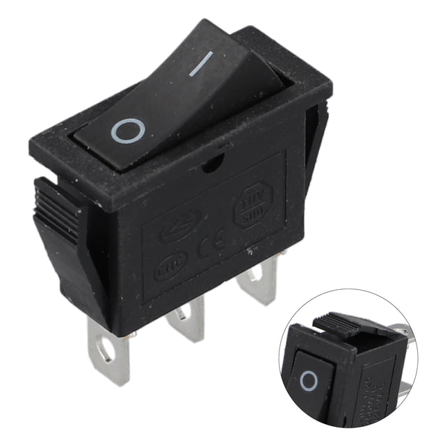 BTOER 1 Piece Rocker Switch 3 Pin Snap-in On/Off Mini Rocker Switch Push Button Switch For Battery Cars Motorcycles