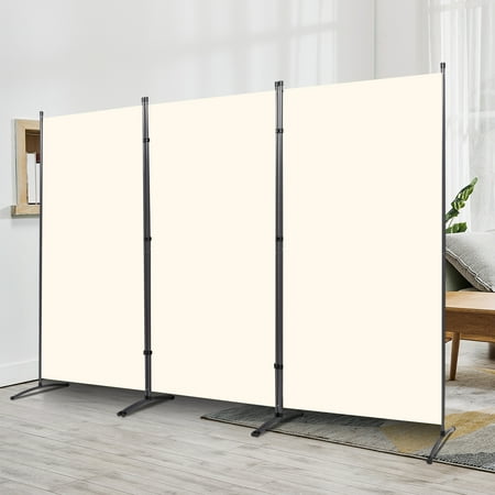 JVVMNJLK Indoor Room Divider  Portable Office Divider  Convenient Movable (3-Panel)  Folding Partition Privacy Screen for Bedroom  Dining Room  Study 102  W x 19.7  D x 71.3  H  Beige