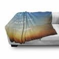 thumbnail image 3 of Enjoy the Little Things Soft Flannel Fleece Blanket, Inspirational Slogan on Future on Blurry Sunset Background, Cozy Plush for Indoor and Outdoor Use, 60" x 80", Orange Blue White, by Ambesonne, 3 of 6