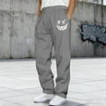 thumbnail image 2 of UVEASISHA Men's Fleece Sweatpants Smiley Face Print Sweat Pants Open Bottom Casual Joggers Elastic Waist Drawstring Athletic Trousers with Pockets Dark Gray S, 2 of 9