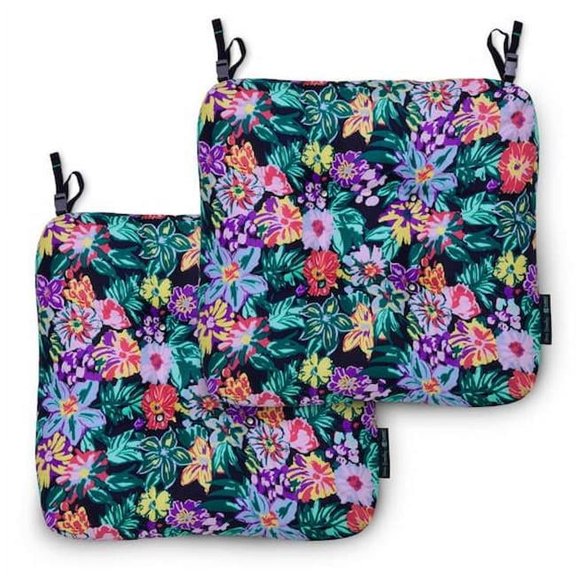 Classic Accessories 19 x 19 x 5 in. Vera Bradley Thick Patio Chair Cushions, Happy Blooms - Pack of 2