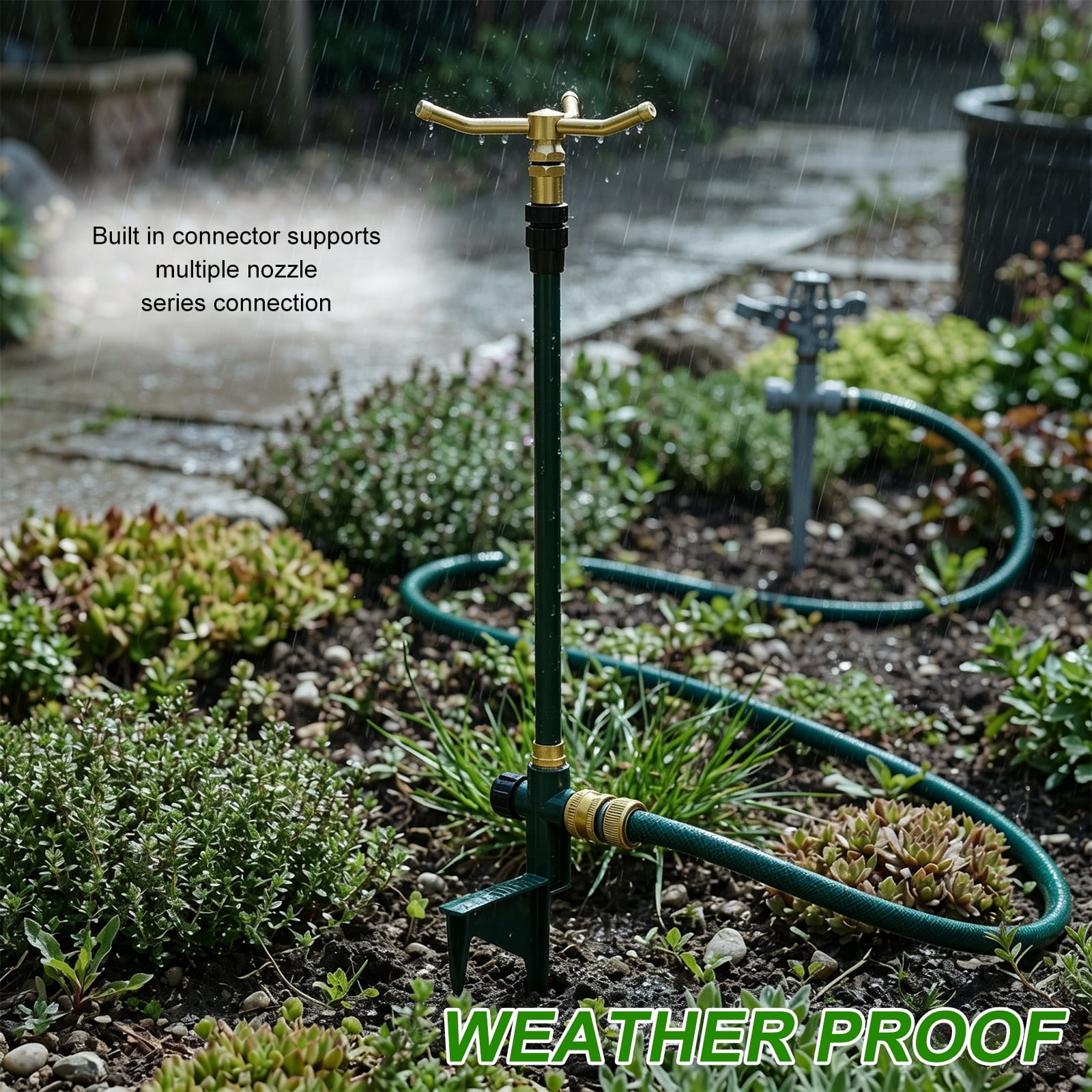 3 Arm Garden Sprinkler 360 Degree Rotation Water Sprinkler Aluminum Alloy Lawn Sprinkler with Adjustable Telescoping Rod and Spike Base Irrigation Tool for Large Area Yard Lawn Garden
