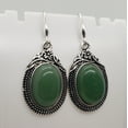 thumbnail image 2 of Natural Green Aventurine Antique Silver Earrings, 2 of 4