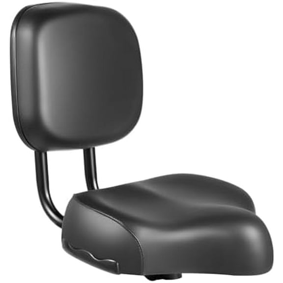 Oversized Bike Seat with Backrest, Extra Wide Saddle Soft Sponge Cushion, Ergonomic PU Surface, Universal for Bikes & Tricycles, Easy Installation (Sport & Recreation Other)