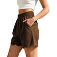 thumbnail image 7 of Women's Soft Cotton Elastic Waistband Shorts with Pockets, Pull On Casual Summer Bottoms with Relaxed Fit, Comfortable Everyday Shorts with Tummy Control for Active Walking,, 7 of 7