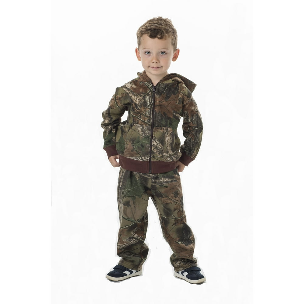 Infant Toddler Camo Two Piece Cotton Hooded Jacket & Pants Set, Camo