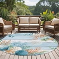 thumbnail image 4 of Round Area Rug 6 Ft, Blue Beach Coastal Washable Non-Slip Circle Carpet for Living Room/Bedroom, Summer Nautical Coral Shell Botanical Vintage Low-Profile Indoor Mats Collection Rugs for Residential, 4 of 8