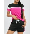 thumbnail image 4 of Conjunto de ropa de mujer Lucakuins, camisetas de manga corta de Color contrastante y pantalones cortos para correr, ropa deportiva de Yoga, chándales de verano Lucakuins  moda, 4 of 9
