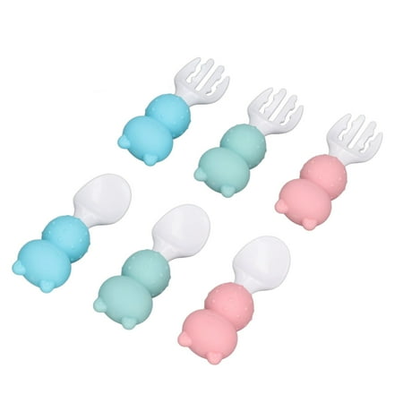 

Infants Spoon Fork Short Handle Self Feeding Utensils 6 Pieces 1 Set For 6-36 Months For Food Training