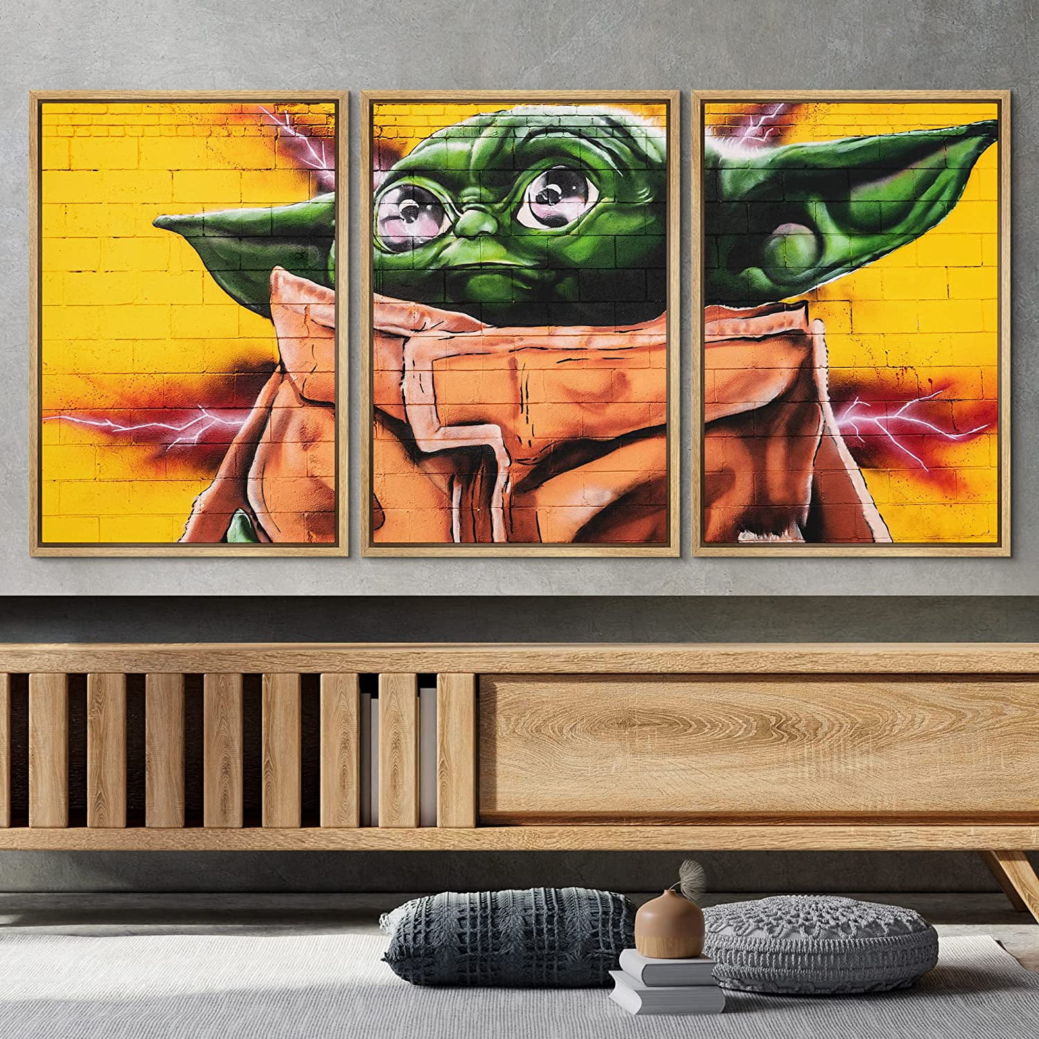 wall26 Framed Canvas Print Wall Art Set Spray Paint Alien Baby