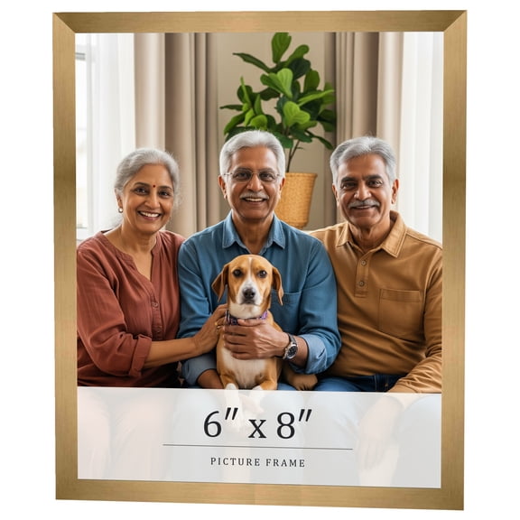 6x8 Frame Gold Bronze Solid Wood Picture Frame Width 0.75 Inches | Interior Frame Depth 0.5 Inches