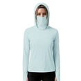 thumbnail image 4 of HappyYEE Women’s Upf 5+ Sun Shirts with Hooded Long Sleeve Thumb Sleeve Rash Guard Summer Outdoor Sun Protection Top with Face Mask Green-b XXL, 4 of 6