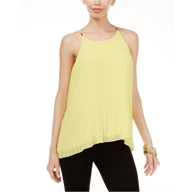 Blusa de punto plisada Thalia Sodi para mujer amarillo extragrande
