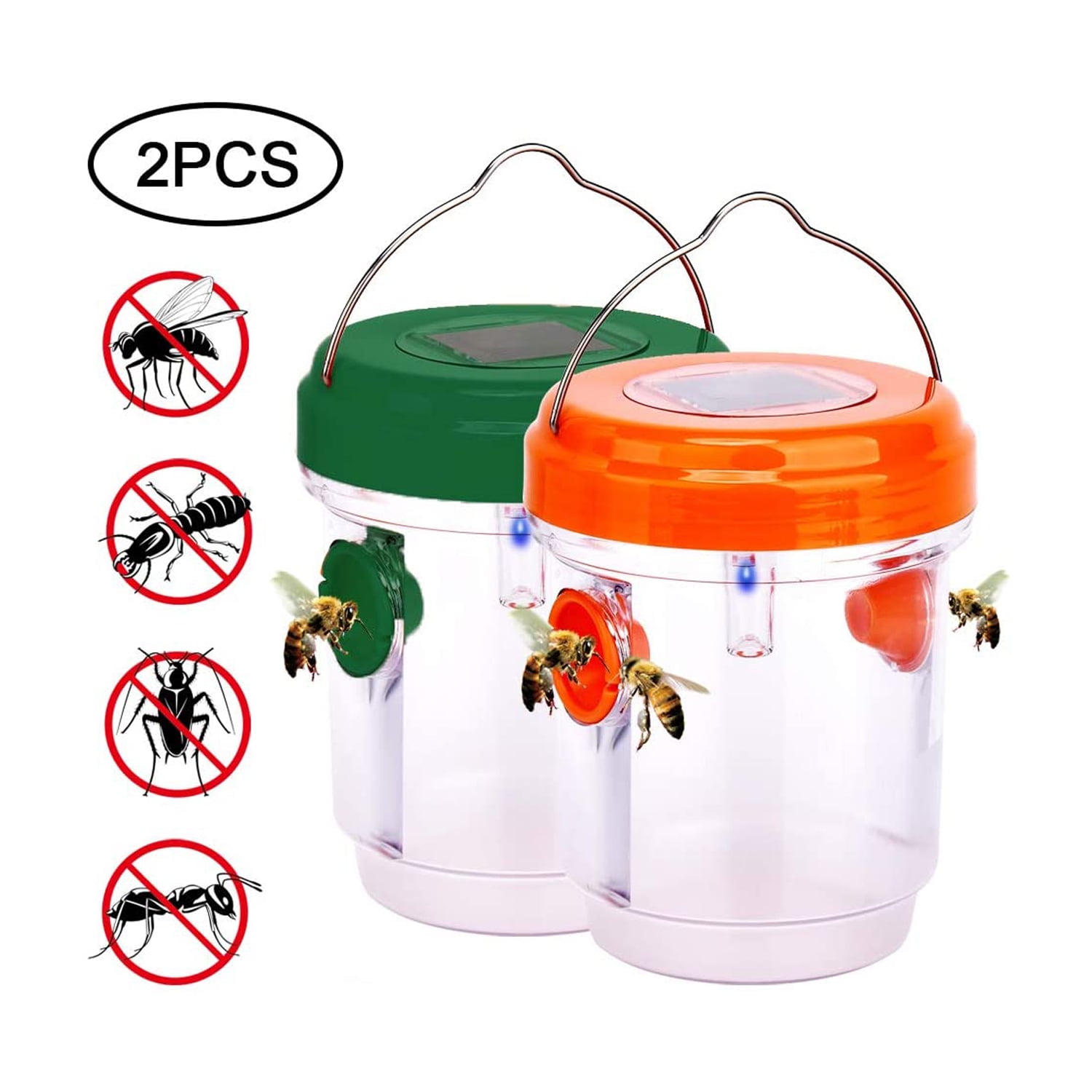 2 Pack Solar Wasp Traps Outdoor Hanging, Solar Powered and Wasp