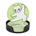 thumbnail image 1 of LNWH Coasters, Cute Fun Kitten Leather Round Coasters Set of 6 for Kitchen Dining Room Living Room Bar - Tabletop Waterproof and Anti-scald, 1 of 8