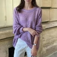 thumbnail image 4 of Diufon Womens Long Sleeve Sweaters Fall Casual Solid Color Tops Rounds Neck Pullover Tops, 4 of 4