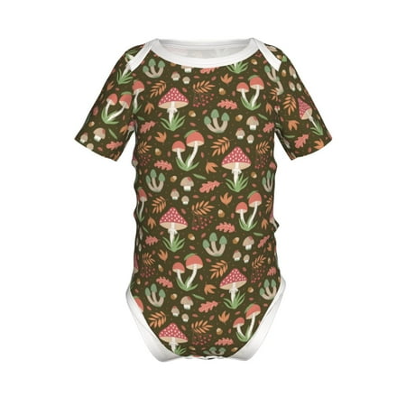 

Junzan Mushrooms And Autumn Leaves Print Short-Sleeve Baby Climbing Clothes Bodysuits for Infant One-Piece for Baby Boys & Girls Baby Clothes Baby Romper with Snap Closure-18 Months