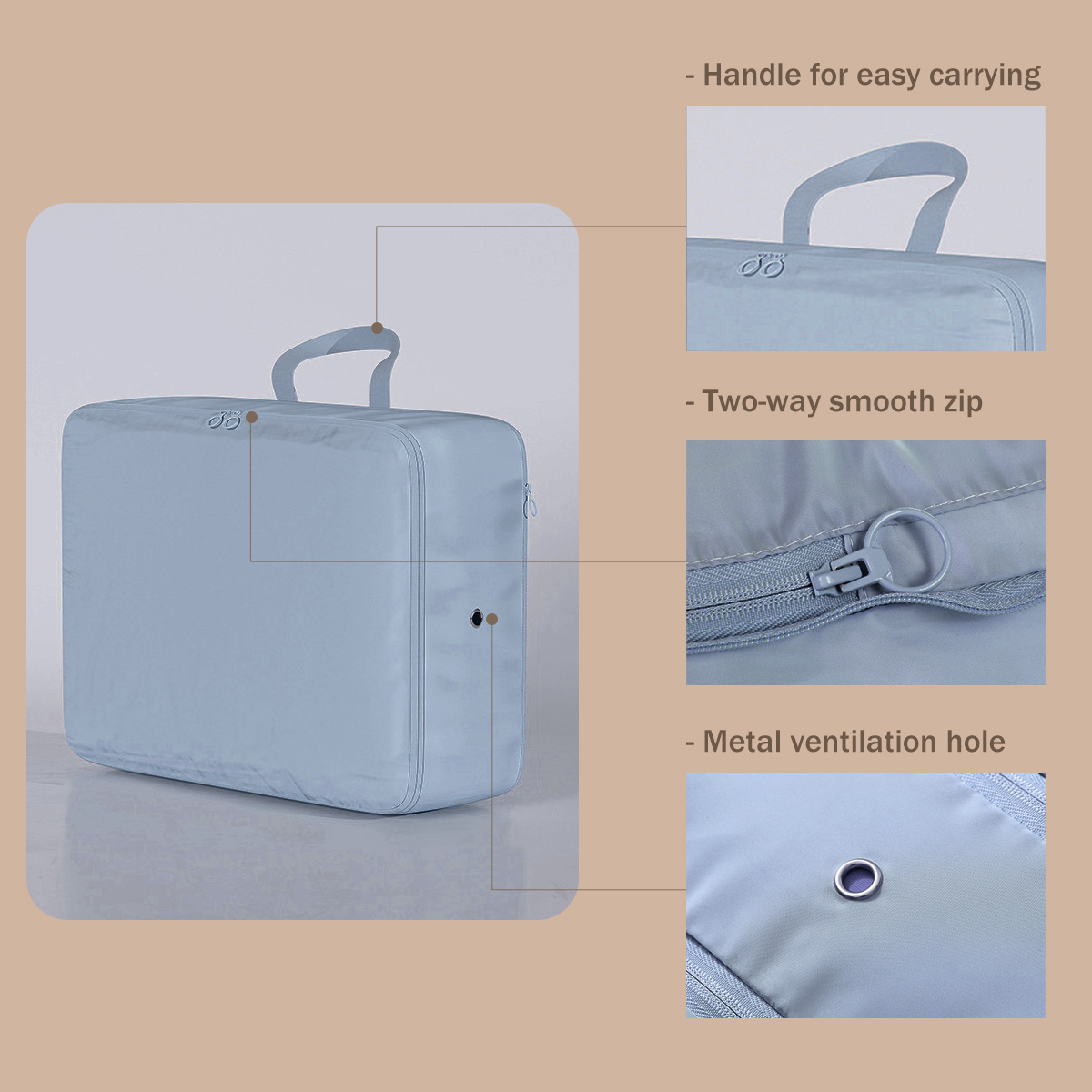 AUXDIQ 3 PCS Compression Packing Cubes Travel Luggage Organizer Bags Set Packing Organizers Compression Suitcase Bag Travel Essential Bag