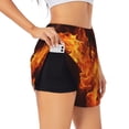 thumbnail image 3 of Lsque Fiery Orange Flames Energy Printed Women's Running Shorts with Liner Pockets,Elastic Quick Dry Workout Athletic Gym Yoga Shorts,Womens High Waist Shorts-XX-Large, 3 of 9