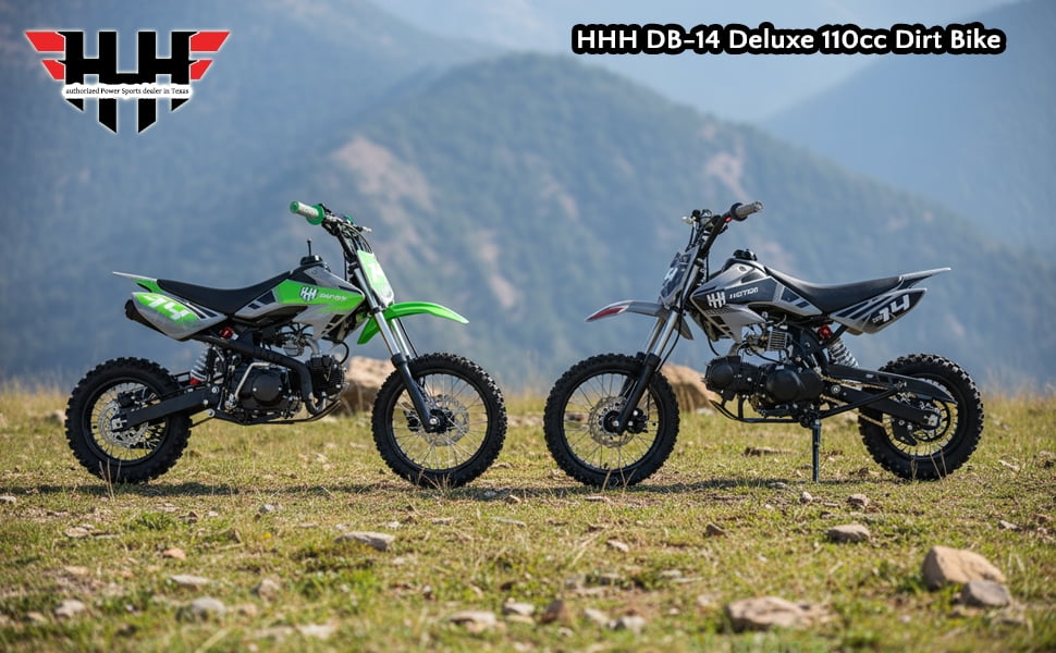 HHH DB-14 DLX 110cc Dirt Bike Fully Automatic Off Road Pit Bike Gas bike Dirt bike for youth (Yellow)