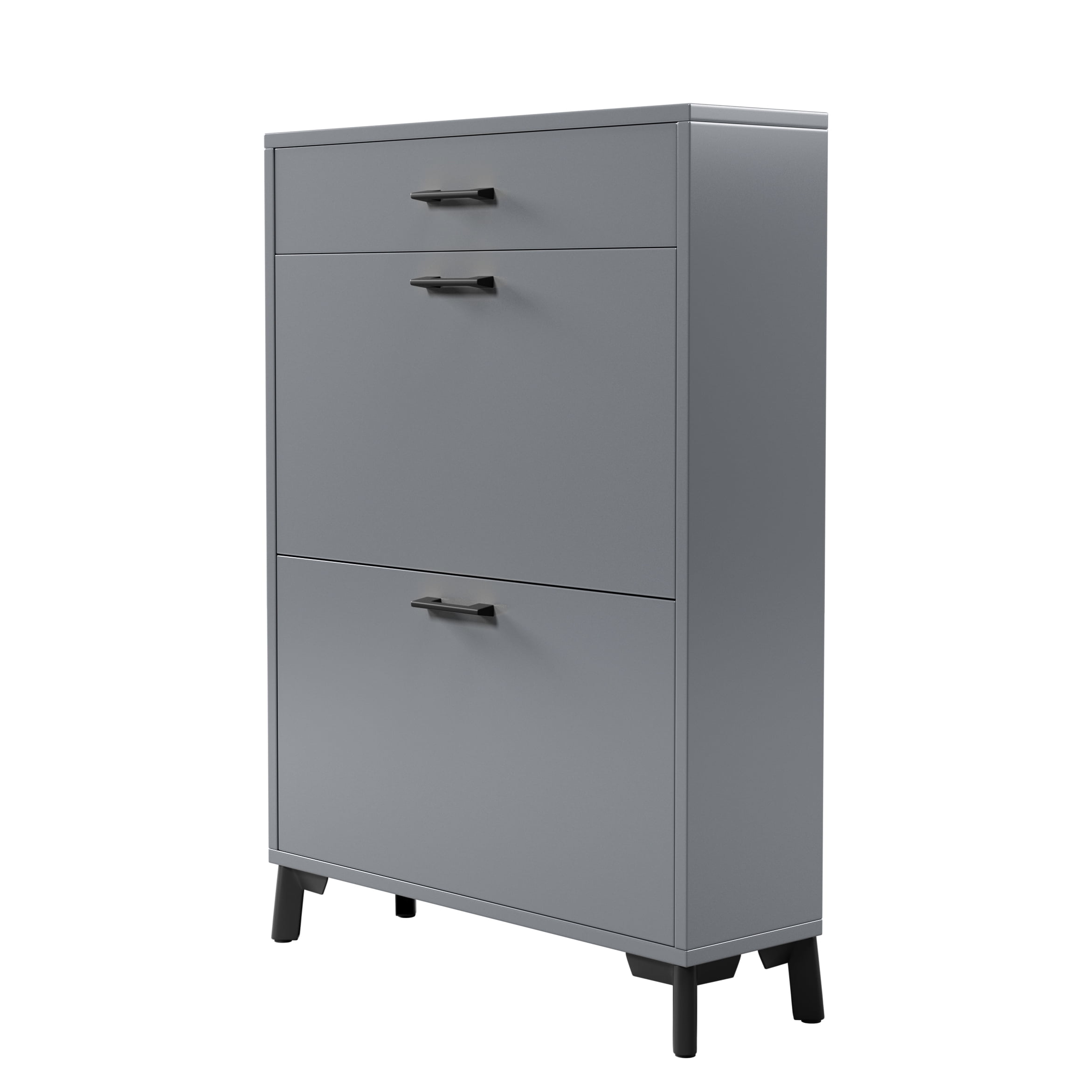 Space Saving Gray Shoe Storage Cabinet with 2 Flip Drawers, Ample Storage, Sturdy MDF & Metal Construction Space Saving, Gray - Easy to Assemble, Shoe Storage Cabinet for Doorway Hallway Entryway