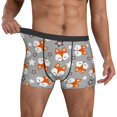 thumbnail image 3 of Men's Boxer Briefs, Fox Stars Printed Gray Soft Comfy Mens Underwear Boxer Briefs Breathable With Widen Waist, 3 of 7