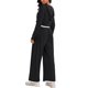 thumbnail image 3 of Conjuntos de dos piezas ATHLECHIC para mujeres, sudadera recortada de punto acanalado con medio botón y pantalones de pierna ancha, conjuntos de lounge casuales en negro, 3 of 4