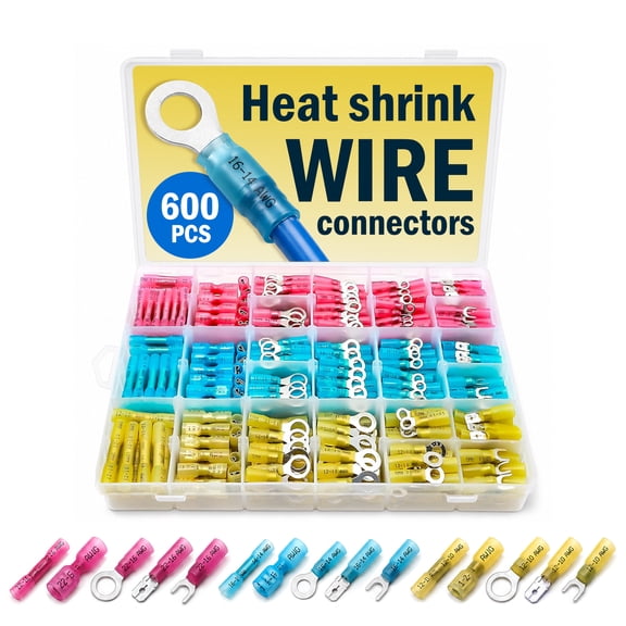 600Pcs Waterproof Heat Shrink Wire Connectors Kit for Marine and Auto Repairs
