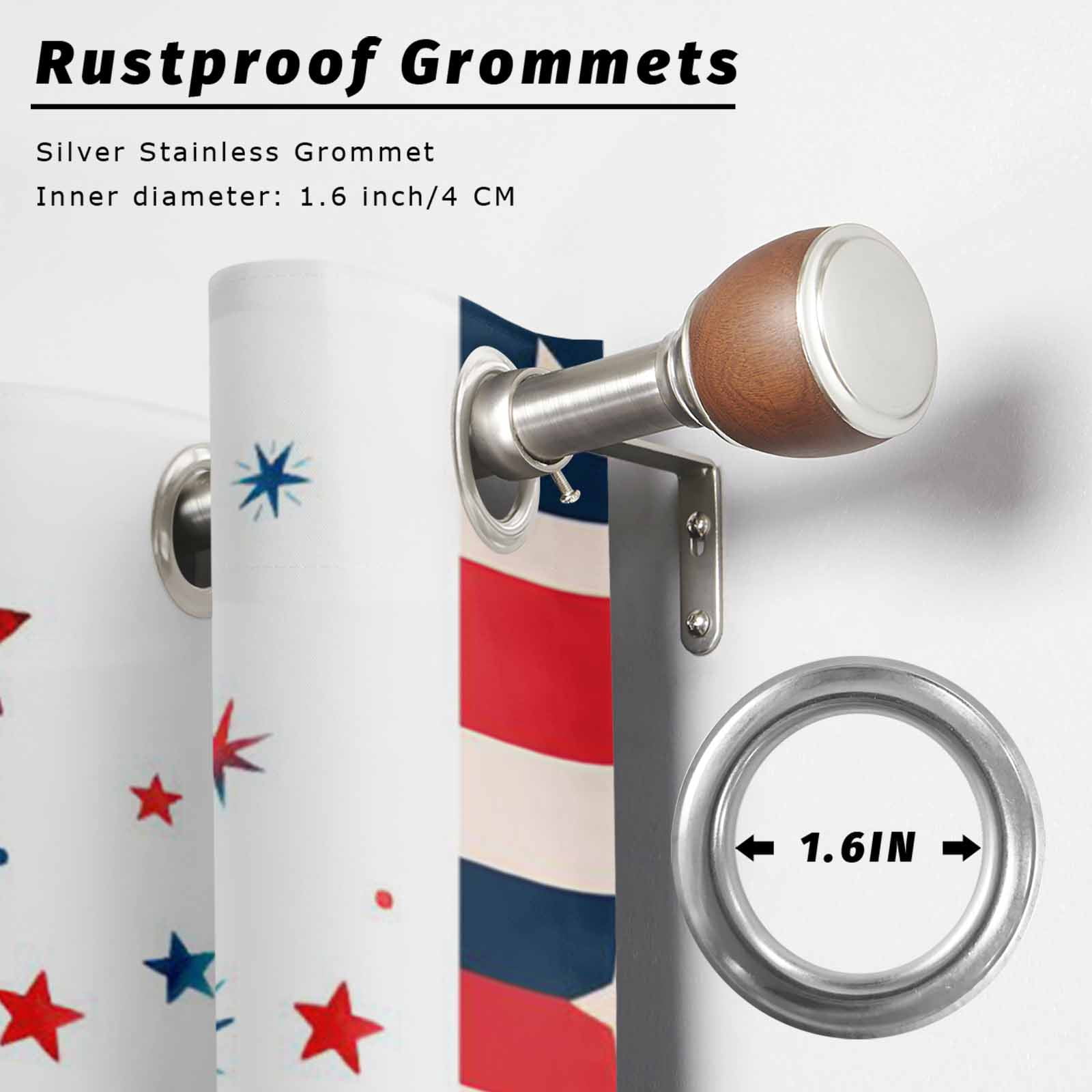 Independence Day Outdoor Curtains for Patio, Years US Flag Red Blue Star Fireworks Sunshade Privacy Drapes Grommet Waterproof Outside Curtains for Porch/Cabana/Balcony 54"x 108", 1 Panel