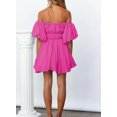 thumbnail image 4 of HOTAPEI Summer Dresses for Women Off Shoulder Dresses Lantern Sleeve Elastic Waist A-Line Casual Mini Dress, 4 of 5