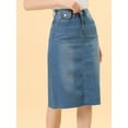 thumbnail image 2 of DARING DIVA Women's Jean Back Vent Midi Length Denim Skirts S Jean Blue, 2 of 6