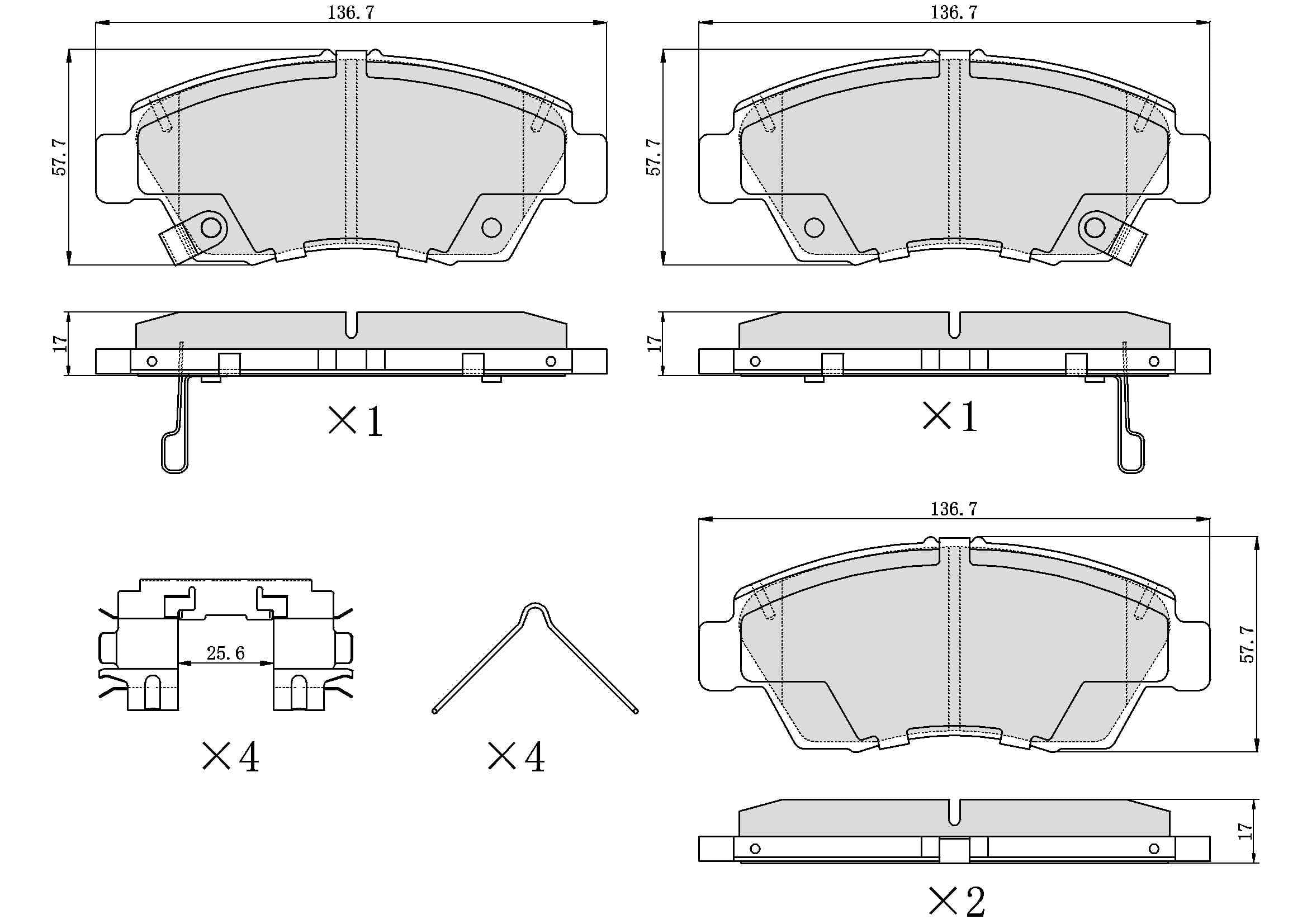 Winstop Brake Pad Set, Front WS.0621.1.M, Honda Civic 2015-2003