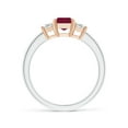 thumbnail image 2 of ANGARA Natural 1 ct Ruby and Diamond Three Stone Ring in 14K White & Rose Gold for Women (Size-7x5mm) | July Birthstone Jewelry for Her, 2 of 12