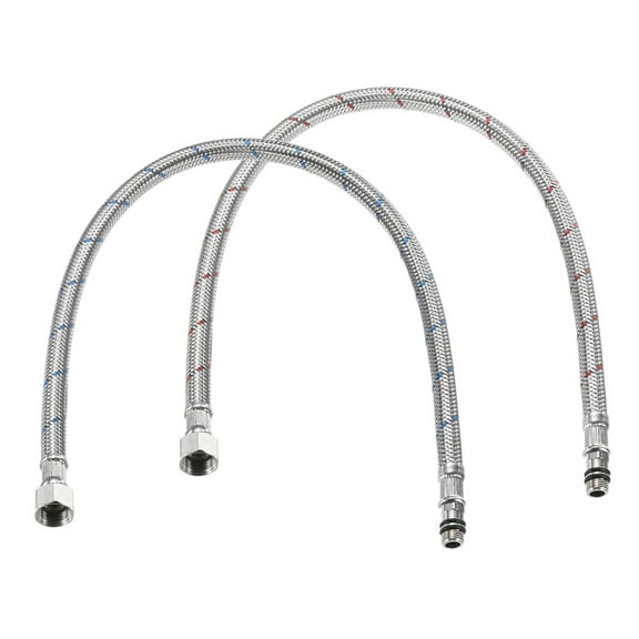 Uxcell 2-Pack 20 Inch Faucet Hose Connector, 9/16 Inch Female Compression M10 Male Connector for Bathroom