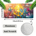 thumbnail image 2 of 1 Pcs 2D Flat License Plate Covers & Frames, Peace Symbol with Butterflies For Decorative Front, Waterproof For Decoration Aluminum License Plate Covers & Frames Cover For Men Women, 12" X 6", 2 of 7