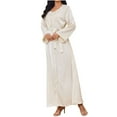 thumbnail image 1 of Abcnature Robe Maxi à Manches Longues Col en V Imprimé Mode Arabe Musulmane pour Femmes Tenue de Soirée Élégante et Modeste pour le Marché Américain, 1 of 6