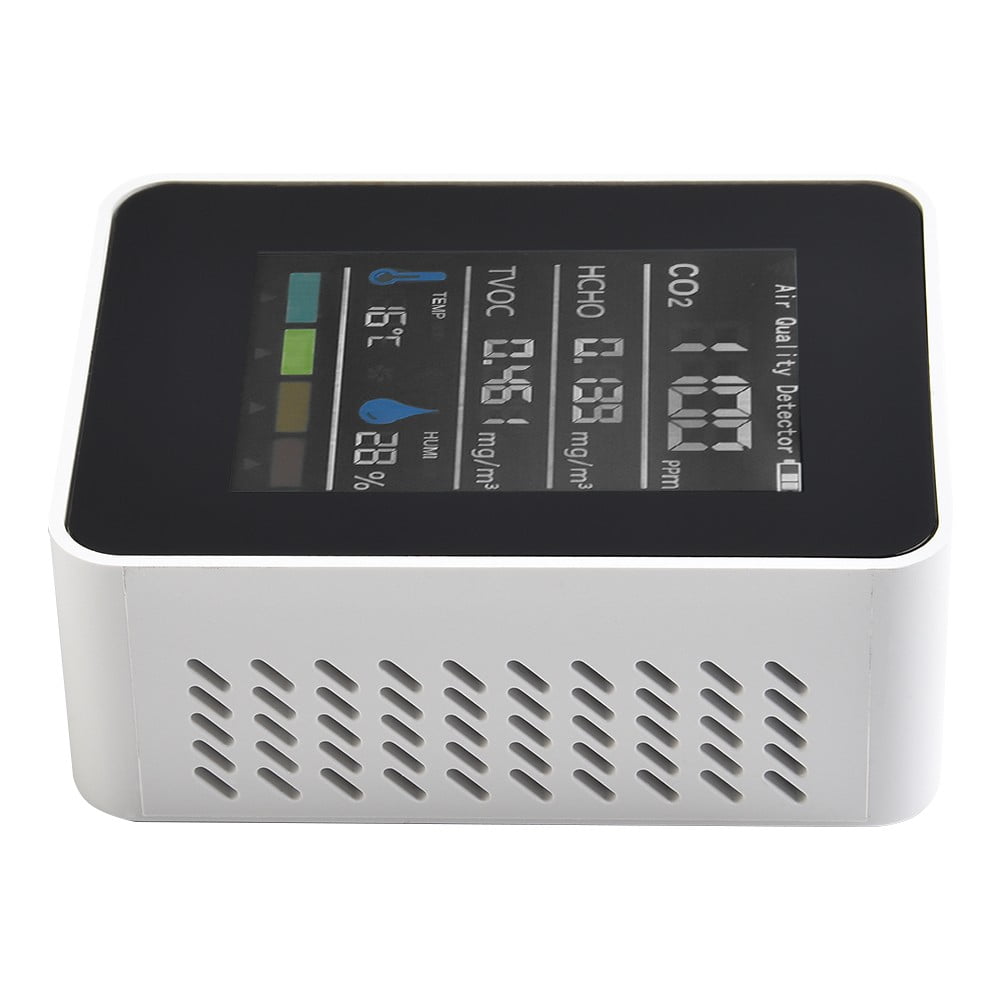 5 In1 Indoor Air Quality Monitor CO2 HCHO TVOC AQI Meter Detector Tester