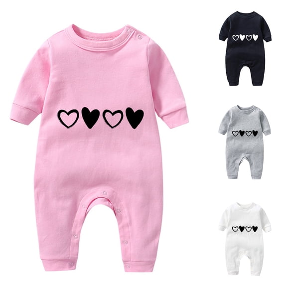 Lovzfmll Jumpsuit for Toddler Boys Girls, Valentine's Day Heart Print Snap Onesie, Long Sleeve Fun Holiday Pajamas, Cozy Loungewear for Party for 3-6 Months